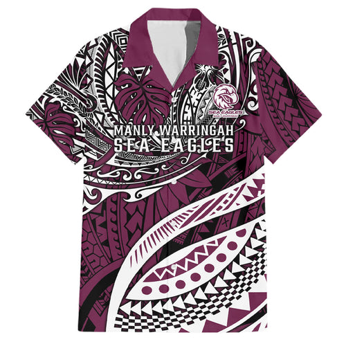 Personalised Manly Warringah Sea Eagles Family Matching Mermaid Dress and Hawaiian Shirt Polynesian Tribal Art Style With Muscular Sea Eagle Mascot