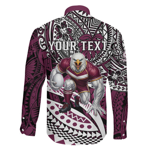 Personalised Manly Warringah Sea Eagles Family Matching Mermaid Dress and Hawaiian Shirt Polynesian Tribal Art Style With Muscular Sea Eagle Mascot