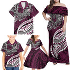 Personalised Manly Warringah Sea Eagles Family Matching Off Shoulder Maxi Dress and Hawaiian Shirt Polynesian Tribal Art Style With Muscular Sea Eagle Mascot