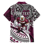 Personalised Manly Warringah Sea Eagles Family Matching Off Shoulder Maxi Dress and Hawaiian Shirt Polynesian Tribal Art Style With Muscular Sea Eagle Mascot