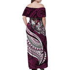 Personalised Manly Warringah Sea Eagles Family Matching Off Shoulder Maxi Dress and Hawaiian Shirt Polynesian Tribal Art Style With Muscular Sea Eagle Mascot