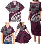 Personalised Manly Warringah Sea Eagles Family Matching Puletasi and Hawaiian Shirt Polynesian Tribal Art Style With Muscular Sea Eagle Mascot