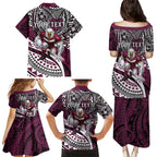 Personalised Manly Warringah Sea Eagles Family Matching Puletasi and Hawaiian Shirt Polynesian Tribal Art Style With Muscular Sea Eagle Mascot