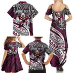 Personalised Manly Warringah Sea Eagles Family Matching Summer Maxi Dress and Hawaiian Shirt Polynesian Tribal Art Style With Muscular Sea Eagle Mascot