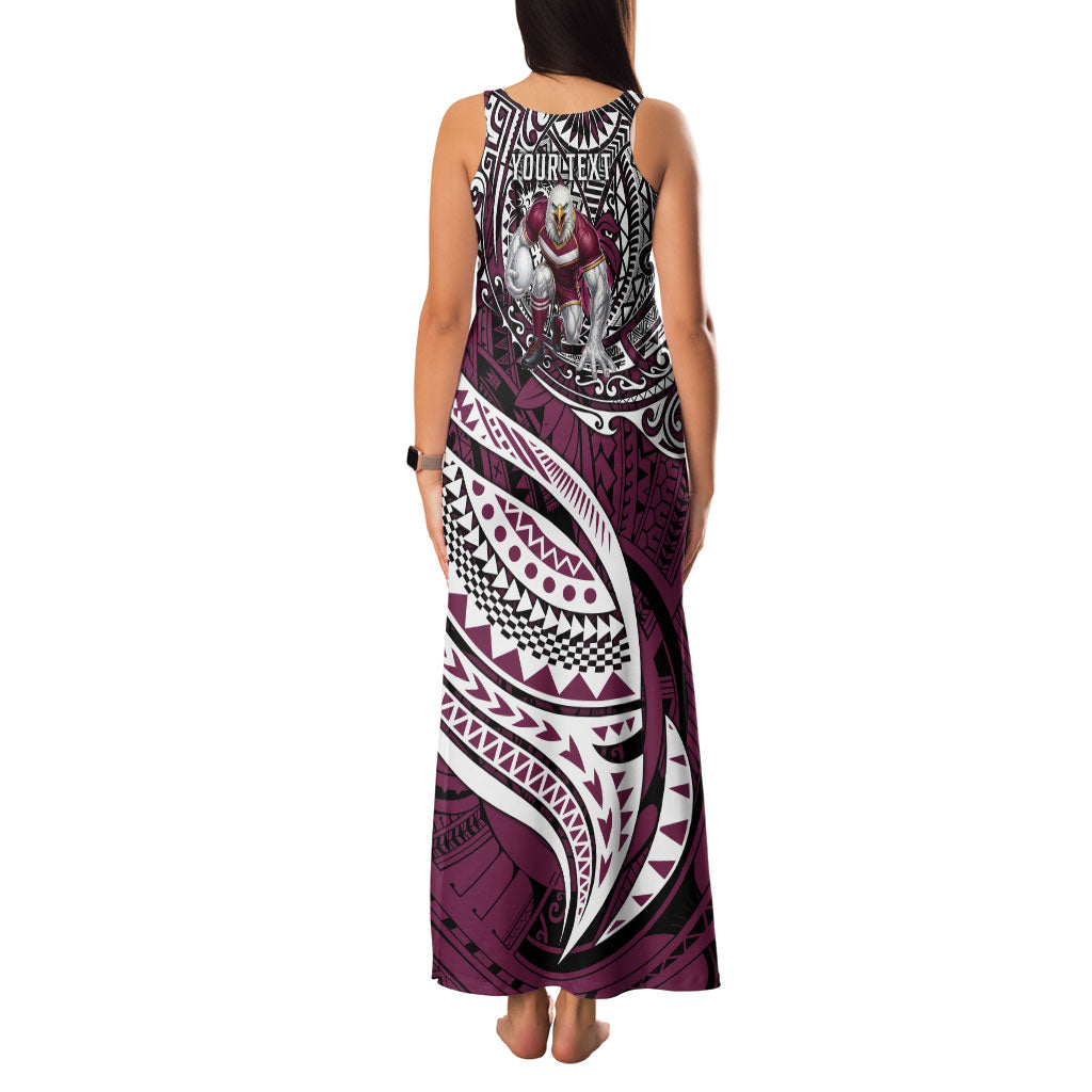 Personalised Manly Warringah Sea Eagles Family Matching Tank Maxi Dress and Hawaiian Shirt Polynesian Tribal Art Style With Muscular Sea Eagle Mascot