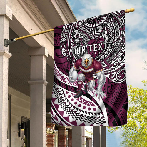 Personalised Manly Warringah Sea Eagles Garden Flag Polynesian Tribal Art Style With Muscular Sea Eagle Mascot