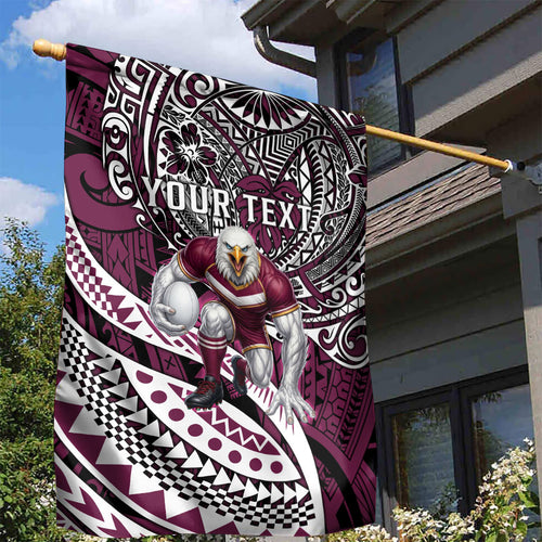 Personalised Manly Warringah Sea Eagles Garden Flag Polynesian Tribal Art Style With Muscular Sea Eagle Mascot