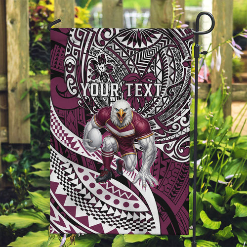 Personalised Manly Warringah Sea Eagles Garden Flag Polynesian Tribal Art Style With Muscular Sea Eagle Mascot