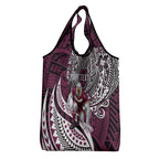 Personalised Manly Warringah Sea Eagles Grocery Bag Polynesian Tribal Art Style With Muscular Sea Eagle Mascot