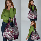 Personalised Manly Warringah Sea Eagles Grocery Bag Polynesian Tribal Art Style With Muscular Sea Eagle Mascot
