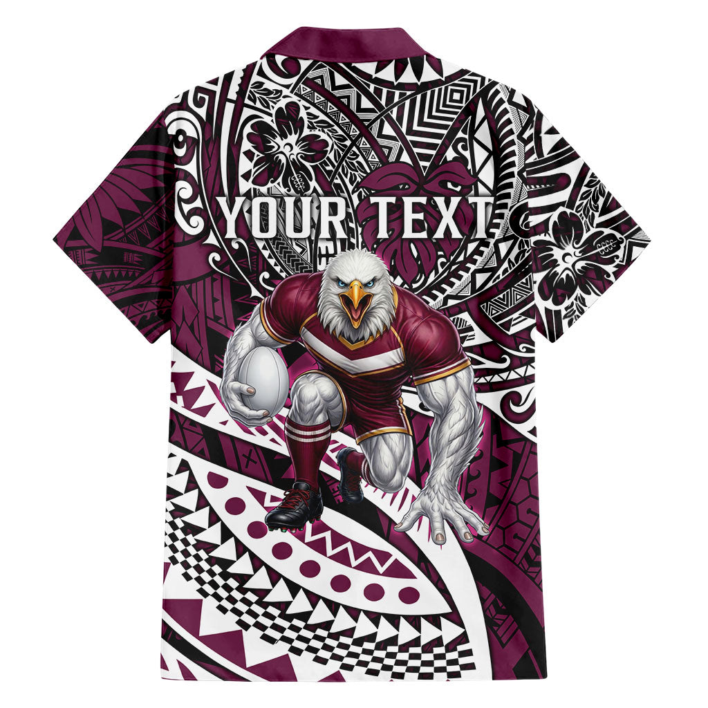Personalised Manly Warringah Sea Eagles Hawaiian Shirt Polynesian Tribal Art Style With Muscular Sea Eagle Mascot