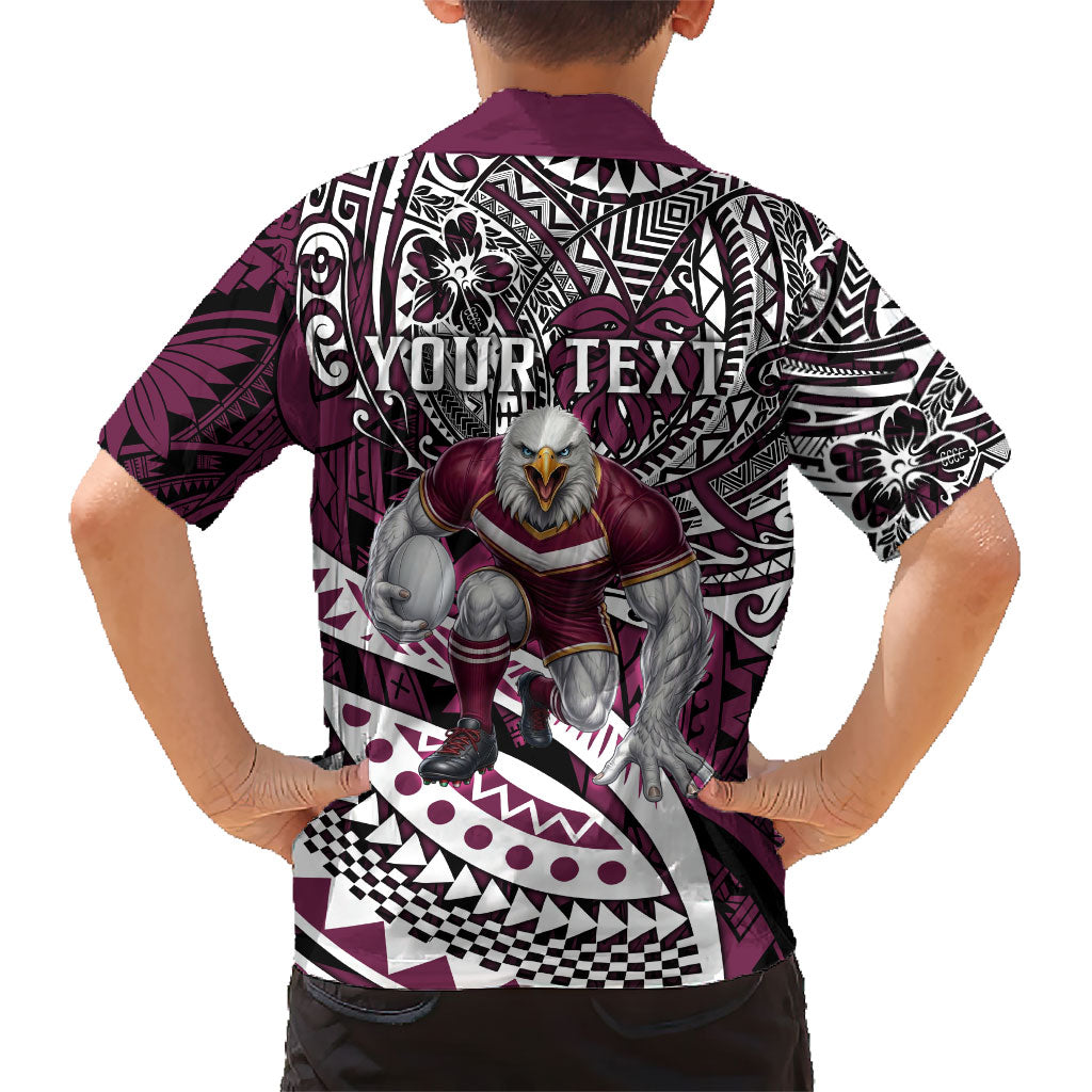Personalised Manly Warringah Sea Eagles Hawaiian Shirt Polynesian Tribal Art Style With Muscular Sea Eagle Mascot