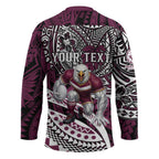 Personalised Manly Warringah Sea Eagles Hockey Jersey Polynesian Tribal Art Style With Muscular Sea Eagle Mascot