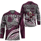 Personalised Manly Warringah Sea Eagles Hockey Jersey Polynesian Tribal Art Style With Muscular Sea Eagle Mascot