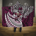 Personalised Manly Warringah Sea Eagles Hooded Blanket Polynesian Tribal Art Style With Muscular Sea Eagle Mascot