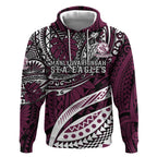 Personalised Manly Warringah Sea Eagles Hoodie Polynesian Tribal Art Style With Muscular Sea Eagle Mascot