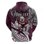 Personalised Manly Warringah Sea Eagles Hoodie Polynesian Tribal Art Style With Muscular Sea Eagle Mascot