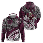Personalised Manly Warringah Sea Eagles Hoodie Polynesian Tribal Art Style With Muscular Sea Eagle Mascot