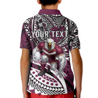 Personalised Manly Warringah Sea Eagles Kid Polo Shirt Polynesian Tribal Art Style With Muscular Sea Eagle Mascot