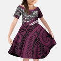 Personalised Manly Warringah Sea Eagles Kid Short Sleeve Dress Polynesian Tribal Art Style With Muscular Sea Eagle Mascot