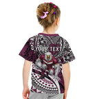 Personalised Manly Warringah Sea Eagles Kid T Shirt Polynesian Tribal Art Style With Muscular Sea Eagle Mascot