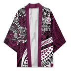 Personalised Manly Warringah Sea Eagles Kimono Polynesian Tribal Art Style With Muscular Sea Eagle Mascot