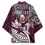 Personalised Manly Warringah Sea Eagles Kimono Polynesian Tribal Art Style With Muscular Sea Eagle Mascot