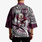 Personalised Manly Warringah Sea Eagles Kimono Polynesian Tribal Art Style With Muscular Sea Eagle Mascot