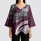 Personalised Manly Warringah Sea Eagles Kimono Sleeve Blouse Polynesian Tribal Art Style With Muscular Sea Eagle Mascot
