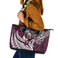 Personalised Manly Warringah Sea Eagles Leather Tote Bag Polynesian Tribal Art Style With Muscular Sea Eagle Mascot