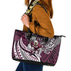 Personalised Manly Warringah Sea Eagles Leather Tote Bag Polynesian Tribal Art Style With Muscular Sea Eagle Mascot