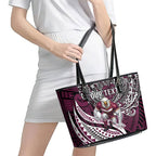 Personalised Manly Warringah Sea Eagles Leather Tote Bag Polynesian Tribal Art Style With Muscular Sea Eagle Mascot