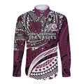 Personalised Manly Warringah Sea Eagles Long Sleeve Button Shirt Polynesian Tribal Art Style With Muscular Sea Eagle Mascot