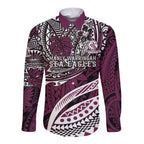 Personalised Manly Warringah Sea Eagles Long Sleeve Button Shirt Polynesian Tribal Art Style With Muscular Sea Eagle Mascot