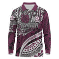 Personalised Manly Warringah Sea Eagles Long Sleeve Polo Shirt Polynesian Tribal Art Style With Muscular Sea Eagle Mascot