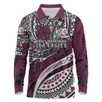 Personalised Manly Warringah Sea Eagles Long Sleeve Polo Shirt Polynesian Tribal Art Style With Muscular Sea Eagle Mascot