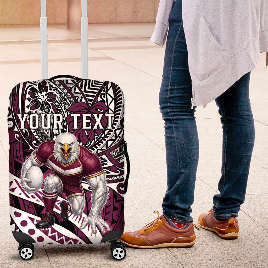Personalised Manly Warringah Sea Eagles Luggage Cover Polynesian Tribal Art Style With Muscular Sea Eagle Mascot