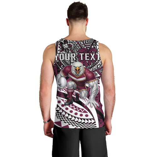 Personalised Manly Warringah Sea Eagles Men Tank Top Polynesian Tribal Art Style With Muscular Sea Eagle Mascot