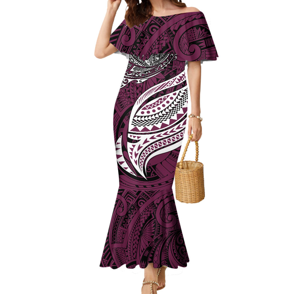 Personalised Manly Warringah Sea Eagles Mermaid Dress Polynesian Tribal Art Style With Muscular Sea Eagle Mascot