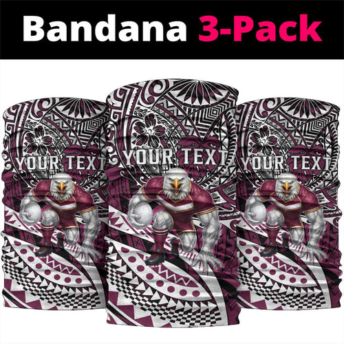 Personalised Manly Warringah Sea Eagles Neck Gaiter Polynesian Tribal Art Style With Muscular Sea Eagle Mascot