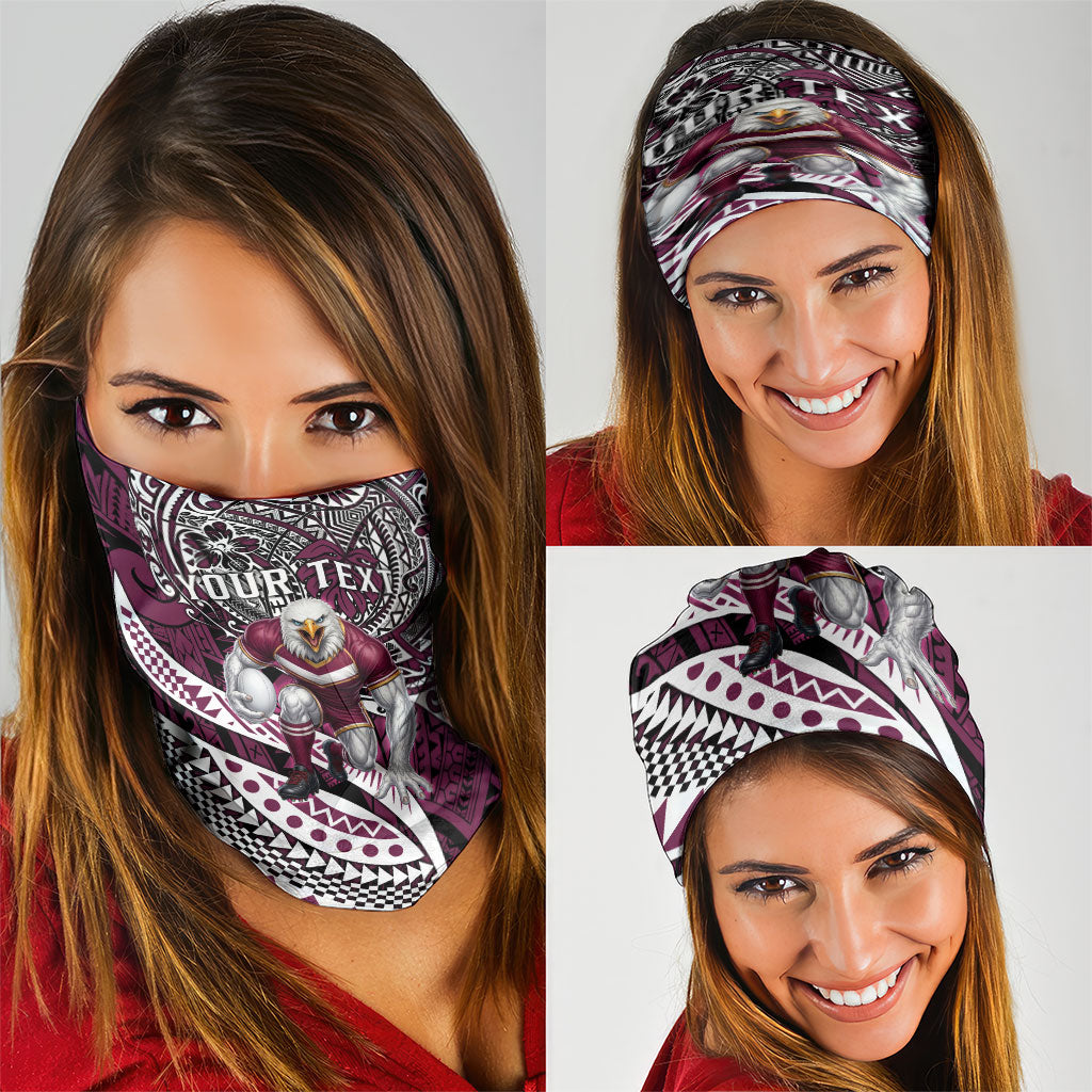 Personalised Manly Warringah Sea Eagles Neck Gaiter Polynesian Tribal Art Style With Muscular Sea Eagle Mascot