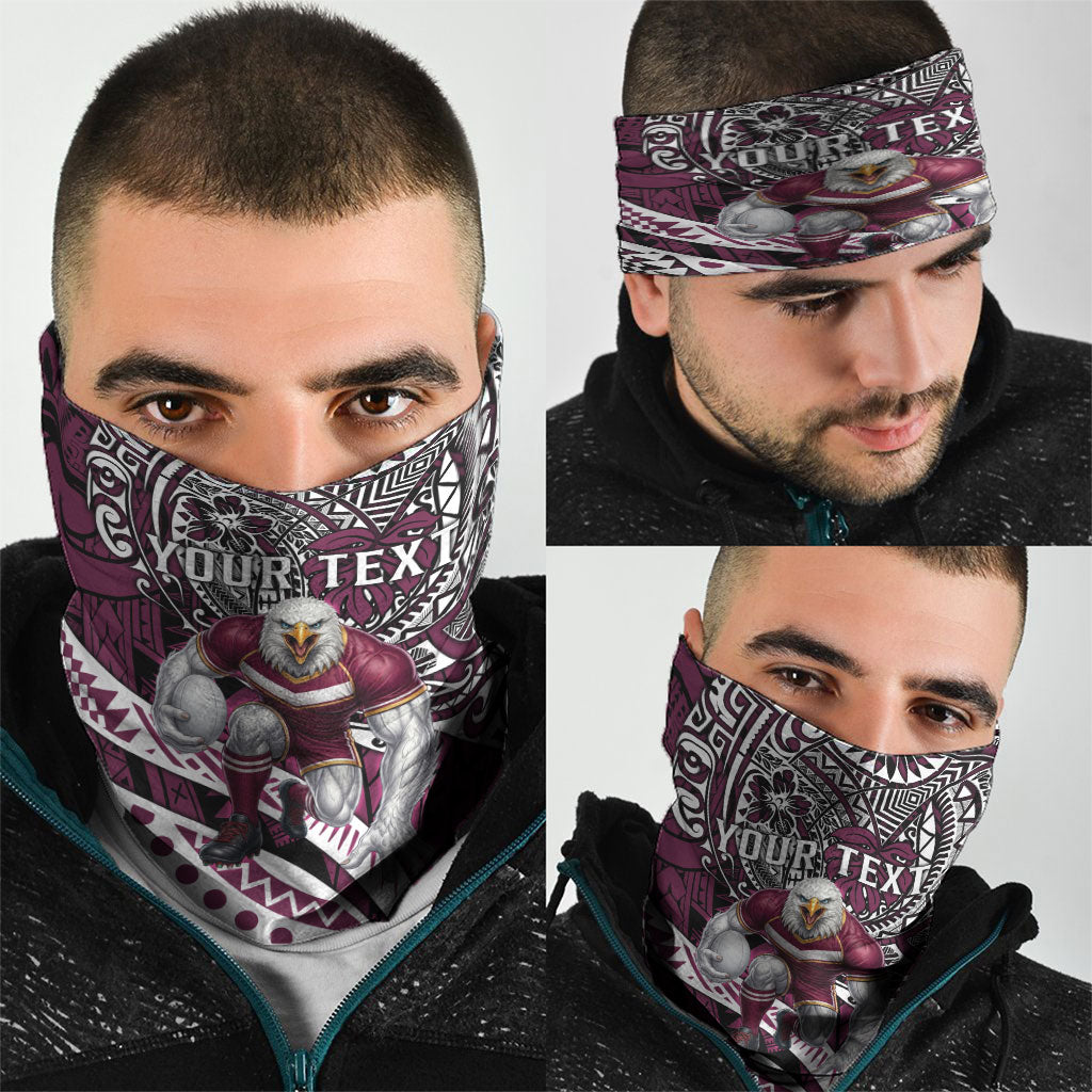 Personalised Manly Warringah Sea Eagles Neck Gaiter Polynesian Tribal Art Style With Muscular Sea Eagle Mascot