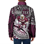 Personalised Manly Warringah Sea Eagles Padded Jacket Polynesian Tribal Art Style With Muscular Sea Eagle Mascot