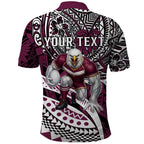 Personalised Manly Warringah Sea Eagles Polo Shirt Polynesian Tribal Art Style With Muscular Sea Eagle Mascot