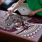 Personalised Manly Warringah Sea Eagles Puzzle Polynesian Tribal Art Style With Muscular Sea Eagle Mascot