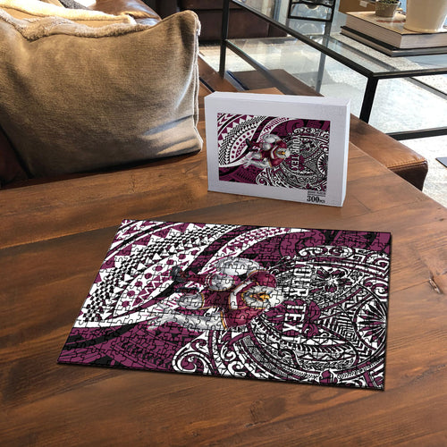 Personalised Manly Warringah Sea Eagles Puzzle Polynesian Tribal Art Style With Muscular Sea Eagle Mascot