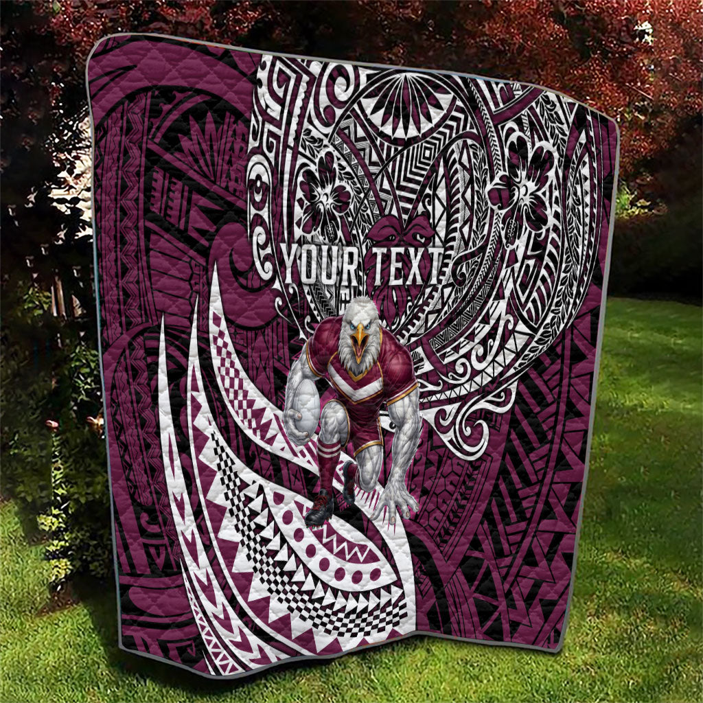 Personalised Manly Warringah Sea Eagles Quilt Polynesian Tribal Art Style With Muscular Sea Eagle Mascot