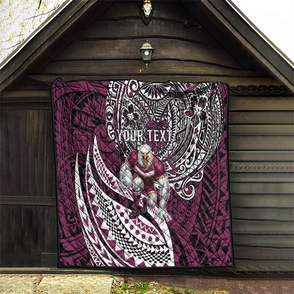 Personalised Manly Warringah Sea Eagles Quilt Polynesian Tribal Art Style With Muscular Sea Eagle Mascot