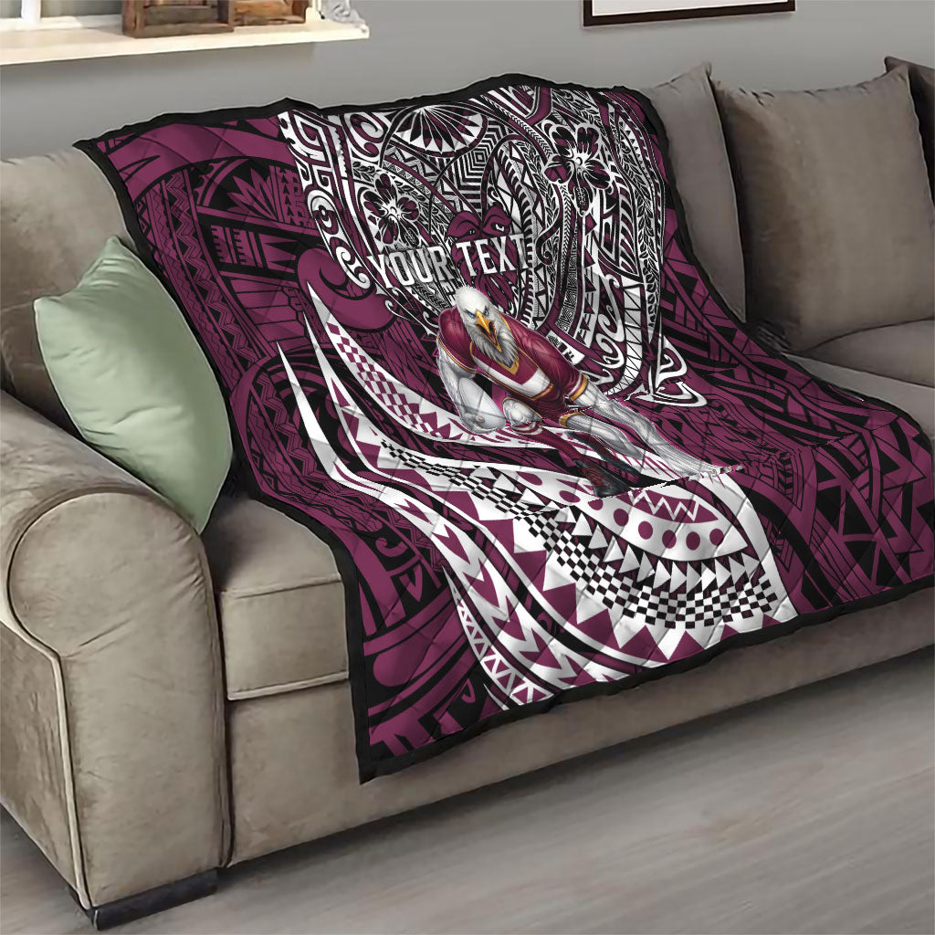 Personalised Manly Warringah Sea Eagles Quilt Polynesian Tribal Art Style With Muscular Sea Eagle Mascot
