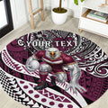 Personalised Manly Warringah Sea Eagles Round Carpet Polynesian Tribal Art Style With Muscular Sea Eagle Mascot
